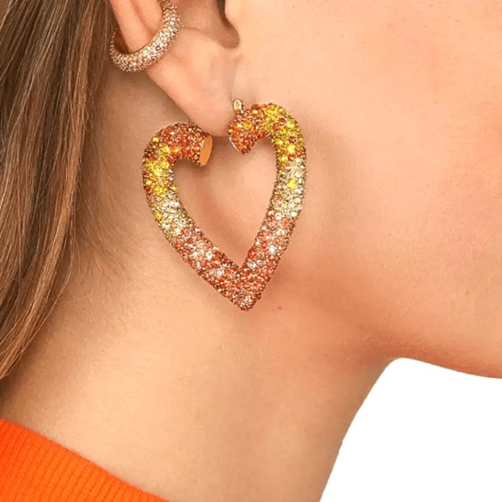 Heart-Shaped Orange Yellow Pink Earrings